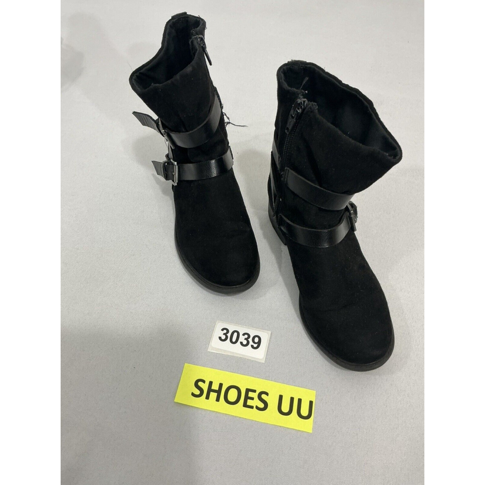 Girls Dynasty Classics Size 2 M Black Zip Strappy Ankle Boots